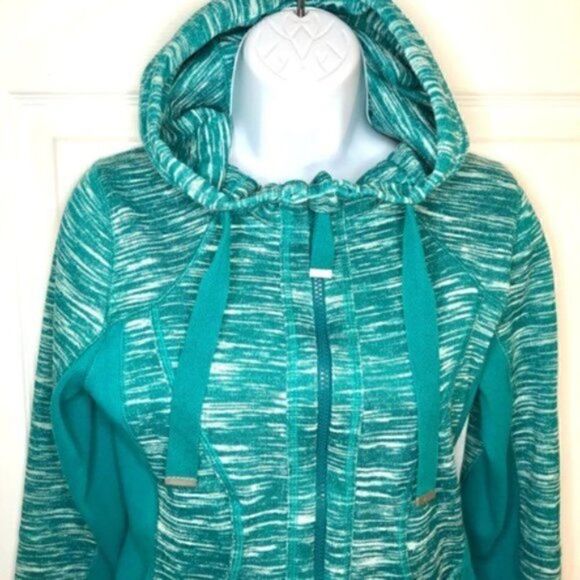 Zella Marled Hoodie Zipper Sweatshirt Jacket Long Sleeves Teal S - Picture 3 of 8